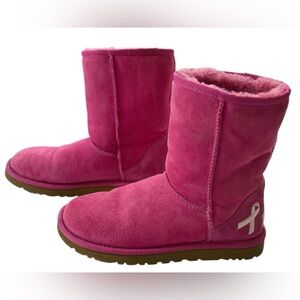 UGG Classic Short Shearling Boots Pink Ribbon Breast Cancer Edition 3410 Sz5